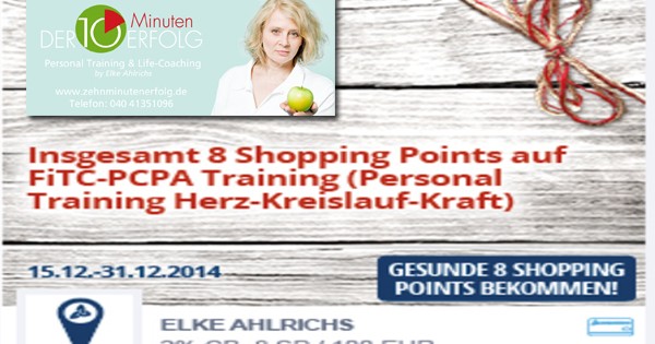 Weihnachtsaktion 8 gesunde Lyoness Shoppingpoints extra beim Personal Training